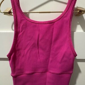 Lululemon Power Pivot Vibrant Pink Ribbed Tank Top aprox size 0